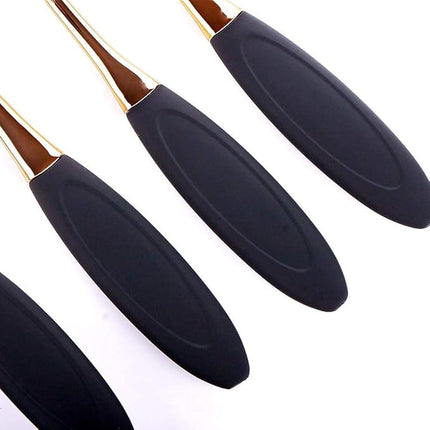 Yoseng Oval Foundation Brush 5 Pcs Toothbrush makeup brushes(Black handle rose gold)
