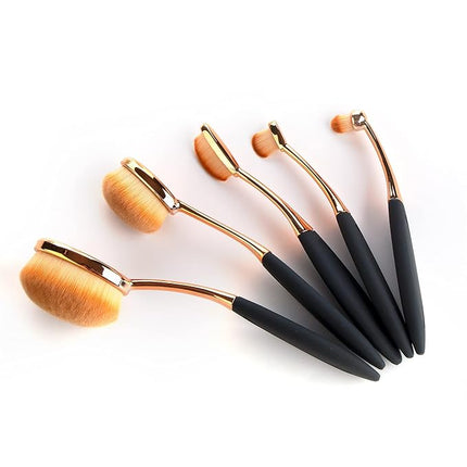Yoseng Oval Foundation Brush 5 Pcs Toothbrush Makeup brushes Fast Flawless Application Liquid Cream Powder Foundation With Makeup Brush Case