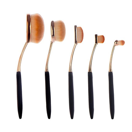 Yoseng Oval Foundation Brush 5 Pcs Toothbrush Makeup brushes Fast Flawless Application Liquid Cream Powder Foundation With Makeup Brush Case