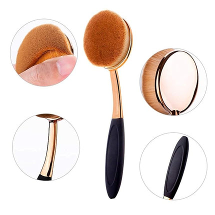 Yoseng Oval Foundation Brush 5 Pcs Toothbrush makeup brushes(Black handle rose gold)