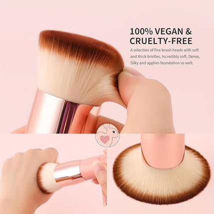 DUcare Flat Top Kabuki Foundation Brush - Premium Makeup Brush for Liquid, Cream, and Powder - Buffing, Blending, and Face,Pink